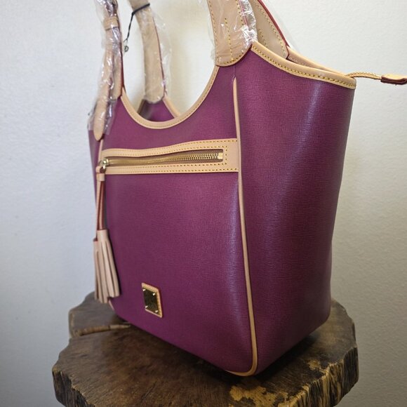 Dooney & Bourke Maddie Violet Quartz Shoulder Bag Saffiano Canvas Leather NWT - Picture 8 of 16